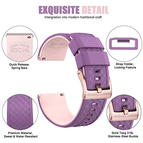 Image of Ritche Christmas Gift Silicone Watch Bands 18mm 20mm 22mm 24mm Quick Release Rubber Watch Bands for Men, White Elephant Gifts, Stocking Stuffers For Men