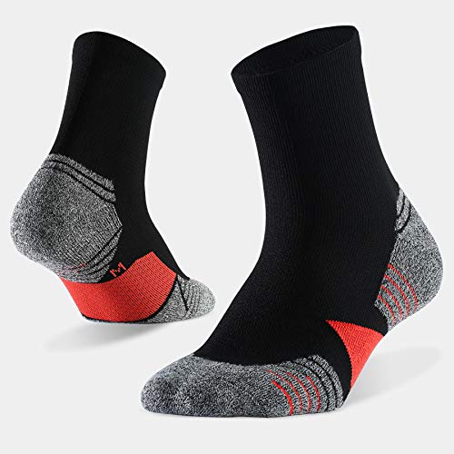Wander Men's Athletic Ankle Socks 6 Pairs Running Socks For Sport Low Cut Cycling Socks 6-9/10-12/12-14 (Black Red, Shoe Size: 12-14) #TOP3
