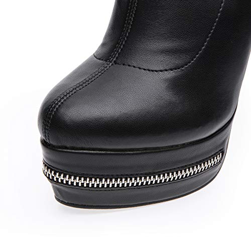 STUPMARY Women Platform Boots Round Toe Over The Knee Bootie Lace Up Gold Strap Thigh High Boots4