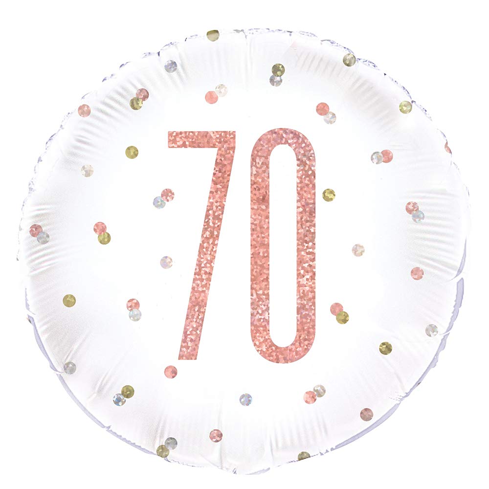 Dazzling Rose Gold 70th Birthday Glitz Round Foil Balloon (45cm) - Perfect for Birthday, Annivesaries & Memorable Celebrations - 1 Pc