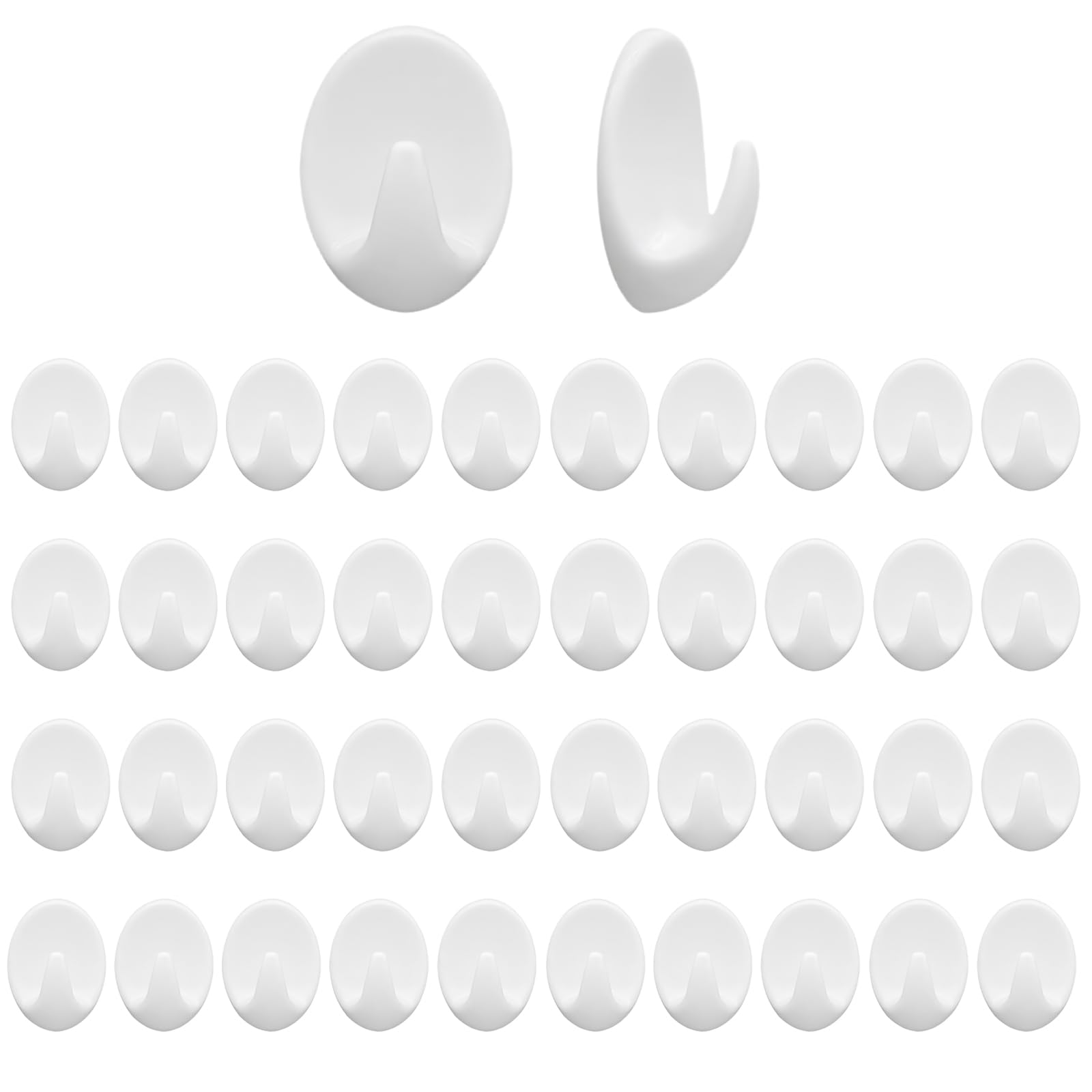 llikknve 40 PCS Self Adhesive Plastic Hooks,Seamless Wall Hooks Stick On,Oval Sticky Wall Hook,No Drilling,Extra Strong,Multi Function,Durable,for Keys,Jewellery,for Kitchen Bathroom