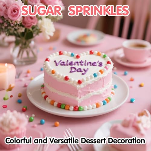 Image of Edible Rainbow Pearl Sprinkles,Spring Colorful Pearl Candy Sprinkles Mixed,Baking Decorating,Pastel Edible Cake Decorations,Perfect for Baking,Ice Cream,Cookies,Cupcake Toppers,Birthday Wedding Party Desserts Easter Supplies,130g /4.58oz