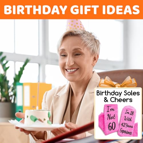 HAPPYPOP 60th Birthday Gifts Ideas for Women - Ideal Gifts for 60 Year Old Mom Dad, Pink Socks for 60 Year Old Woman3