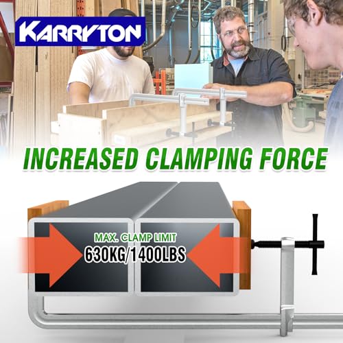 Image of 4-Pack Heavy Duty 12 inch(300x120mm) F-Clamp w / 4-3 /4 inch Throat Depth, Bar Size 1 inchx15 /32 inch, 1400LB Clamping Force, Drop Forged Steel Bar Clamps for Wood, Metal, Pipe, Welding and DIY Projects