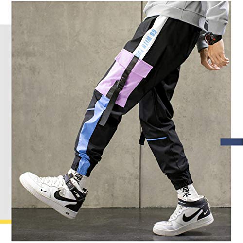 Mens Joggers Cargo Pants Outdoor Sports Fashion Casual Athletics Cool Pants for Men Hip Hop with Drawstring