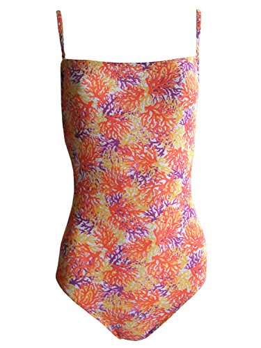 Solar Tan Thru Bandeau-Badeanzug orange/gelb/lila, mit Glanzeffekt, Gr. 40...