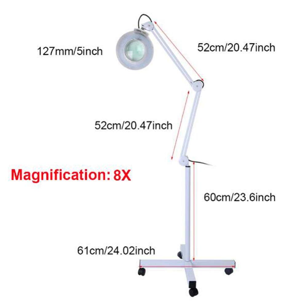 Lampa powiększająca 5x/8x, lampa podłogowa 127 mm, szkło powiększające, składana obrotowa, regulowana wysokość do sprzętu do manicure a/8x, ciekawe,