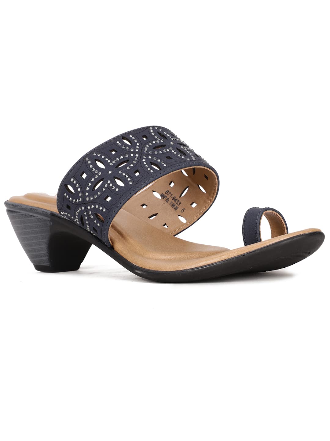 BRITTANY TR Navy Casual Slipon Open Toe Toe Ring Thong Slipper Medium HH 26-50 MM For Women-image-41