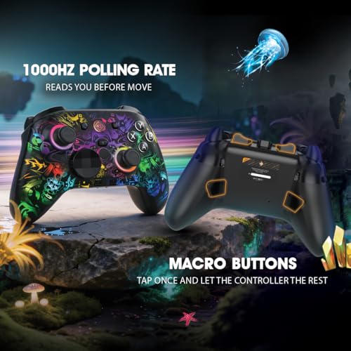 Image of Cosmic Byte Lumora Tri-Mode Controller with Stealth Black RGB-Reveal Design, Hall Effect Joysticks & Triggers, Mechanical Buttons, 1000Hz Polling Rate, 6-Axis Gyro, Windows Software, 3.5mm Audio Jack, Macro & Turbo, 1300mAh Battery