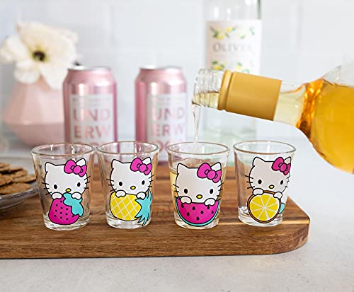 Silver Buffalo Hello Kitty Fruit 4-Pack Mini Glass Set, 1.5 Ounces #TOP2