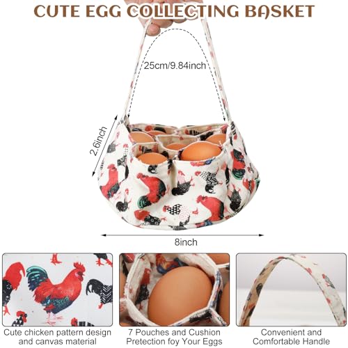 Cutecrop 2 Pcs Egg Collecting Apron with 15 Pockets Gathering Basket with 7 Pouches Fresh Chicken Duck Goose Egg Collecting for Housewife Farmhouse Kitchen Parent Child Activities(Classic Style)