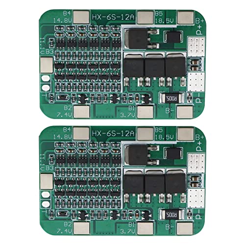 OTOTEC 2 Uds 6S 15A 22V 24V Placa de Protección de Batería PCB BMS Placa de Carga de Batería Sobrecarga/sobredescarga/protección contra Sobrecorriente para Batería