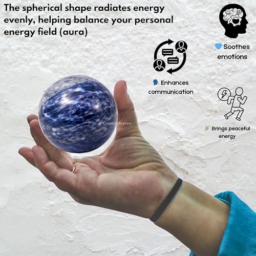 Image of Certified Sodalite Crystal Ball for Meditation - Premium Crystal Vastu Items for Home and Feng Shui Items for Good Luck - Ideal for Pooja Supplies and Spiritual Practices (2 inch Inch)
