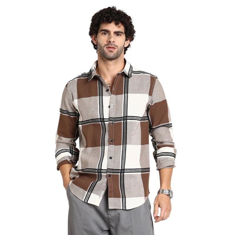 Image of CAHOOT Men's Shirt for Casual Wear | Mid-Rise | Regular Fit | Button Closure | Shirt Crafted with Comfort Fit for Everyday Wear