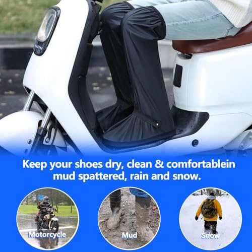 Image of 23.62 Inch Rain Shoes Cover for Men Women, Tall Waterproof Shoe Cover Protector, Reusable PVC Shoe Cover for Rainy Season with Reflective Strips for Outdoor Activities and Rainy Season