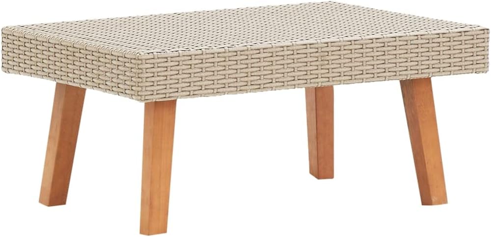 Patio Coffee Table,Outdoor Patio Table, Patio Dining Table, Outdoor Patio Furniture,Small Side Table,Plant Table,Balcony Table,for Garden,Backyard, Poly Rattan Beige