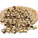 Set of 50 Tiny/MIni Christmas Bells for Decoration - 1 cm Vintage Small Jingle Bells, Rustic Indian Tin Chimes for Christmas Tree Crafts, Farmhouse Decor, Holiday & Party Decor, Witch Cow Bells