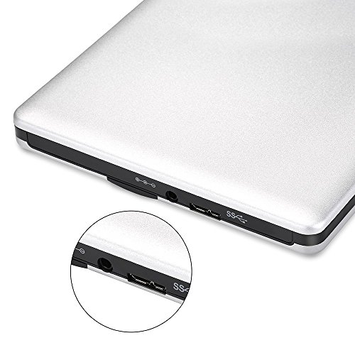 External DVD Drive USB3.0, Plug and Play Portable DVD Rewriter Burner, Slim, High Speed Data Transfer, Optical Drive CD/DVD-RW Superdrive for Laptop PC Support Windows/ Vista/7/8.1/10, Mac OSX