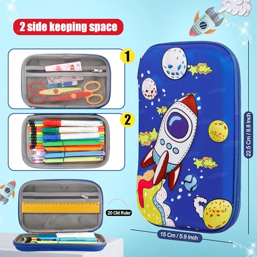 Image of Zest 4 Toyz Pencil Pouch for Boys for School | 3D Cover EVA Space Rocket Theme | Compass box Organizer | Large Capacity Pencil Pouch Bag | Premium Stylish Pen Holder Pencil Box for Kids | Return Gifts