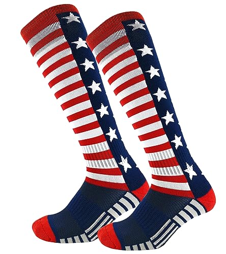 American Flag Athletic Knee-high Socks for Baseball Football Softball Soccer