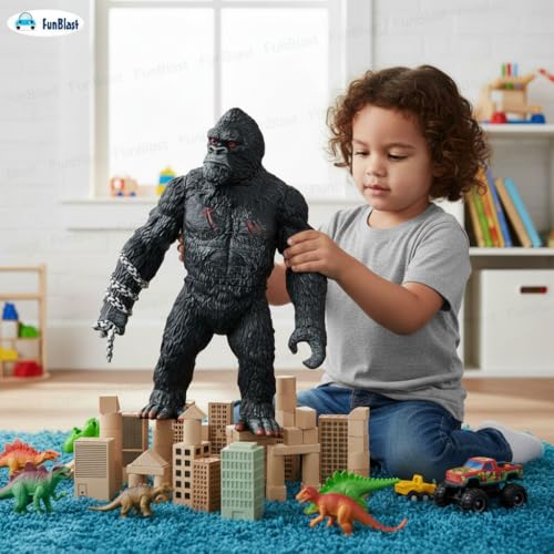 Image of FunBlast Gorilla Action Figure Toy for Kids - Black Gorilla Toy, Toys for Boys 3+Years, Super Hero Toys, Giant Gorilla Toy, Role Play Toy for Kid, Birthday Gift for Kid (Multicolour)
