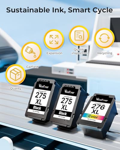 Image of PG-275 XL /CL-276 XL (3-Pack) Compatible with Canon 275 and 276 Ink Cartridges 275XL 276XL for Printer Pixma TR4720 TS3720 TS3522 TR4722 TS3722 TS3520 TS3700 TR4723 TS3500 TR4700 (2 Black, 1 Color)
