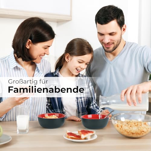 MIAMIO - Geschirrset 12 Personen/Steingut Geschirr Set 36-teilig, Tafelservice Steingut, Schüssel- und Teller Set - Spülmaschinen- und Mikrowellenfest - Le Papillon Kollektion (36 Teile Set)