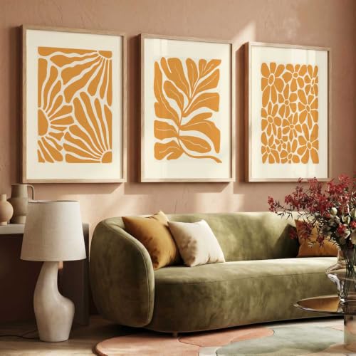 Image of kotart Aesthetic Floral Art Home Decoration | Boho Floral Paintings With Frame For Living Room Bed Room Hotel Wall Decor Digital Reprint Set of 3 (19X25 inch)