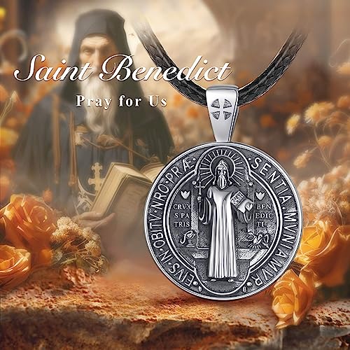 EUDORA 925 Sterling Silver St Christopher/St Benedict/St Michael/Virgin Mary/San Judas Tadeo/Good Shepherd Cross/Archangel Necklace Medal Pendant Protection Religious Amulet Jewelry For Men Women4