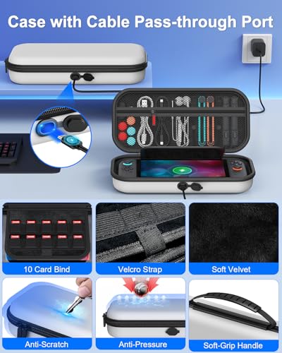 Image of Switch 2 Accessories, FYOUNG Case Bundle for Nintendo Switch 2 2025 Console | FYOUNG 23 IN 1 Kit: Carrying Case, Controller Charger, Protective Shell, Grip for Joycon, Steering Wheel (White)