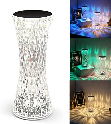 WAY Ginki 16 RGB Dimmable Colors Bedside Nightstand Lamp Touch Lamps, for with Glass Shade for Bedroom Living Room Office Bedside Table Lamp, Romantic Atmosphere Decoration Desk Lamp