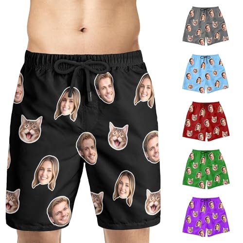 Custom Face Mens Swim Trunks Personalized Swim Shorts Quick Dry Beach Funny Shorts Bathing Suit Gift for Dad Husband