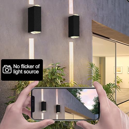 Image of Outdoor Wall Light, 20W LED Up Down Sconce, IP65, 3000K, Black | 20W Integrated LED Up Down Wall Light, IP65 Weatherproof, 3000K Warm White