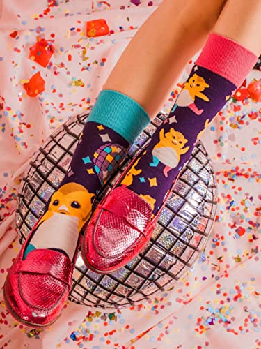 Dedoles Socken Unisex Damen Herren & Kinder Baumwolle viele lustige Designs 1 Paar Geschenk links rechts verschieden, Farbe Blau, Motiv Party-Hamster, Gr. 39-42