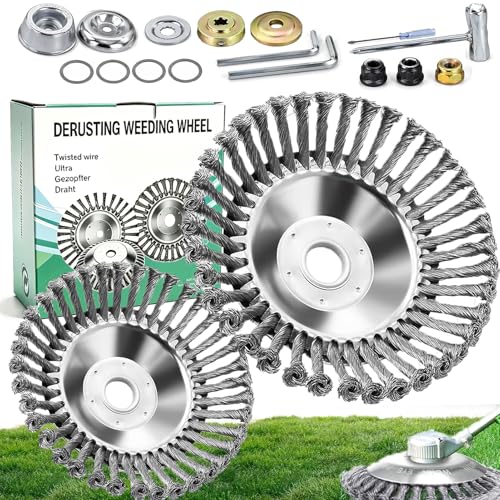 Image of WENXUKHV Strimmer Wire Brush Cutter Head - 8 Inch And 6 Inch with ataptor Kit Grass Trimmer Cutter Head for Garden Lawn Mower