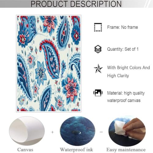 Impression sur toile cachemire bleue CDXNORA grand format