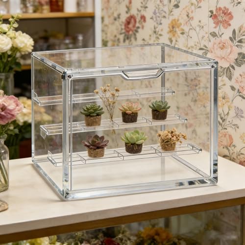 Image of Clear Acrylic Display Case for Collectibles 4 Layer,1 Pack | Hobby Figure Display Case Box with Shelves Stackable Figurine Display Boxes for Funko Pop Mart Labubu Model