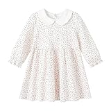 pureborn Baby Girls Dress Long Sleeve Cotton Peter Pan Collar Dress Spring Fall Playwear Dresses Pink Flower 6-12 Months