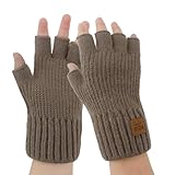 AEYURUID Guantes térmicos sin dedos para hombres y mujeres, guantes de punto cálido de invierno con forro suave, multiusos, para conducir, correr, trabajar, escribir, unisex, compatibles con pantalla