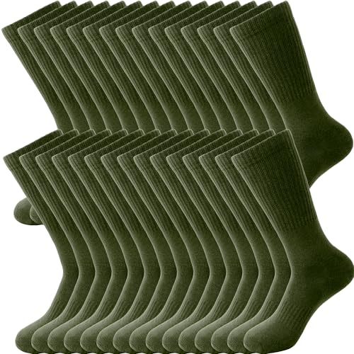 15 Pcs Army Green Socks Military Socks Army Boot Sock for Men Women Soldiers Policemen Firefighter Working Outdoor Sports