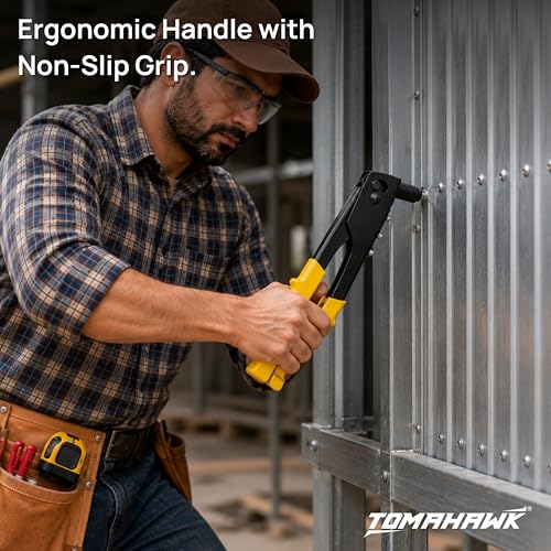 Image of TOMAHAWK Heavy Duty Riveter Set with 16Nozzles & Anti-Corrosion Properties Ideal for Joining & Fabrication Metals Sheet, Leather & Plastic Parts | Premium Quality Tool | Trusted Tomahawk Quality