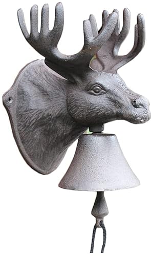 Campainha de cabeça de veado de ferro fundido Farmhouse Decoração de jardim ao ar livre Sinos de jan
