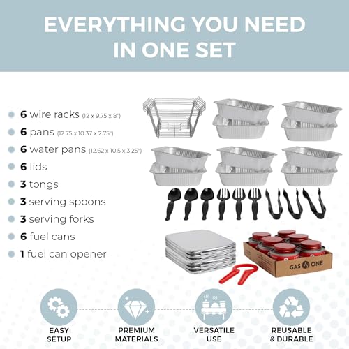 Alpha Living 6 Pack - Disposable Chafing Dish Buffet Set, Welded Body Food Warmers for Parties, Fuel Cans Complete Set, Half Size Pans, Warming Trays by ALPHA LIVING - Image 4