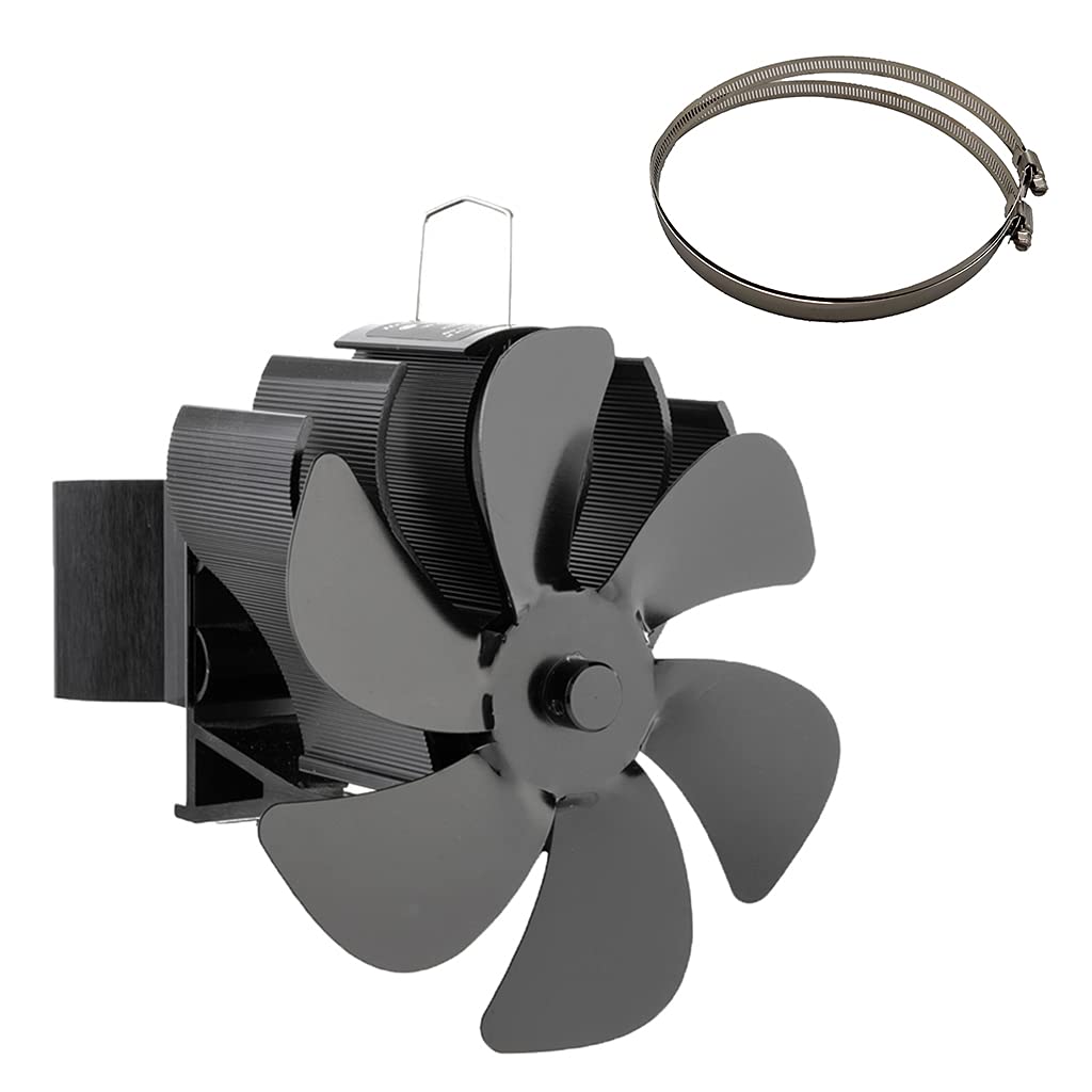 Buxuaaaa Black 6 Home Stove Fan Heat Powered Fan Heat Distribution Wood Stove With Thermometer For Large House