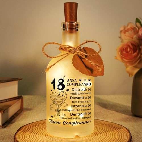 Apjielop Regalo 18 Anni Ragazza, Bomboniere 18 Anni Ragazza, Luce Notturna in Bottiglia di Vetro, Natale, Capodanno, Regali 18 Compleanno, Figlia, Sorella, Nipote, Amica