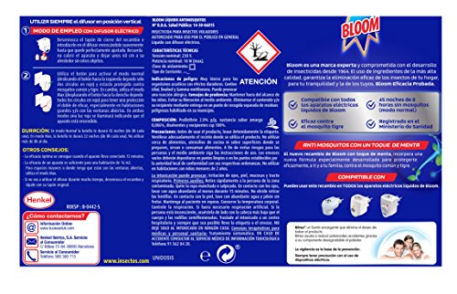Bloom Elektrisch insecticide met dubbele werkzaamheid (1 apparaat + 2 navullingen), elektrisch insecticide voor muggen en tijgers, geconcentreerde formule, zonder parfum - Image 3