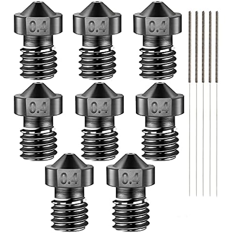 iMetrx 8PCS 0.4MM 3D Printer V6 Nozzles+Cleaning needles,All Metal Hardened Steel Extruder Head Parts for Anycubic i3 Mega,Prusa i3 Cover