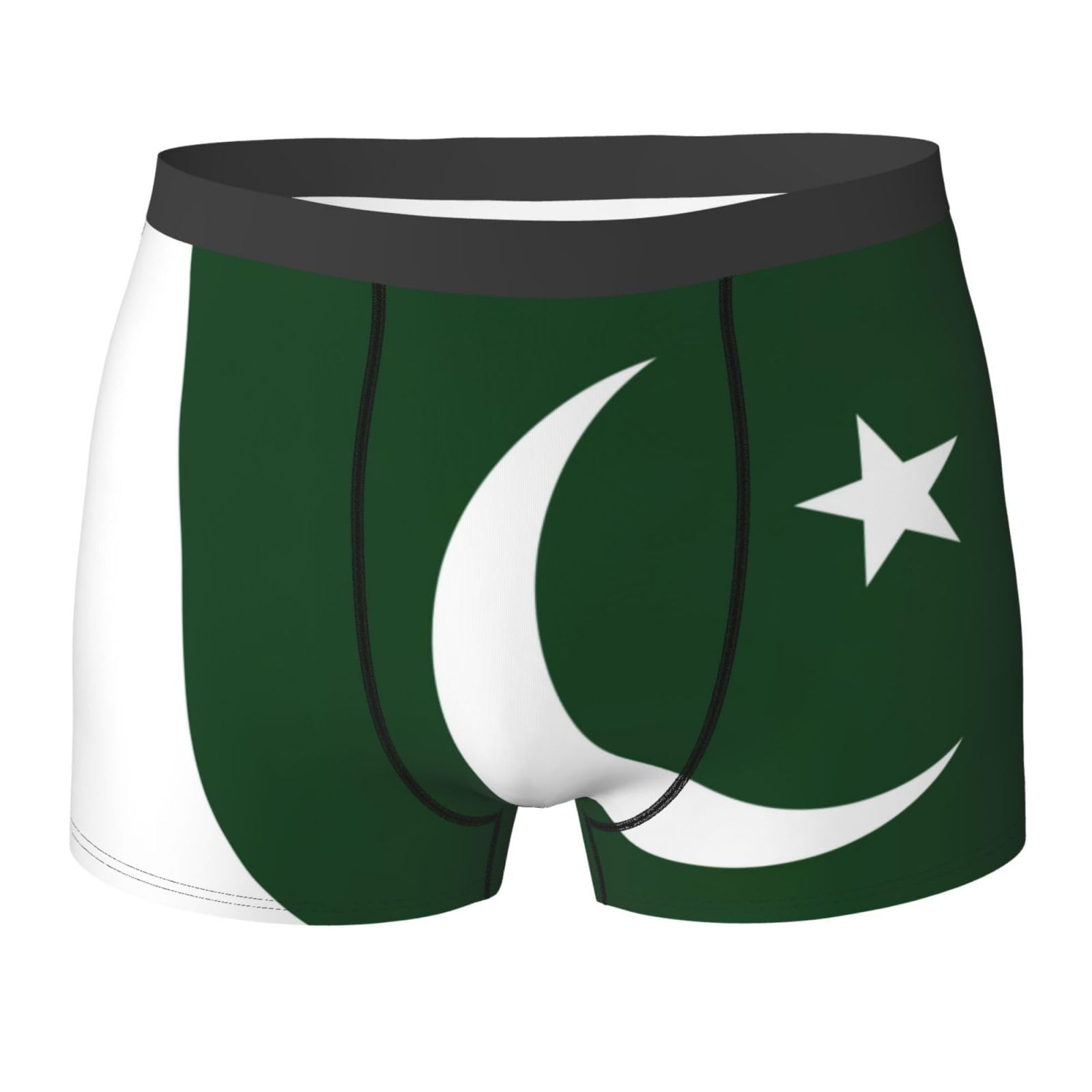 Bgshjvf Unisex Black - Pakistan Boxer Shorts Flag Print, Labeless,Ultra Soft Underwear,Moisture Wicking,Comfortable, S