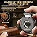 LIHTUN Gear Guillotine Cigar Cutter, Built-in Cigar Holder and Planetary Gear System, Stainless Steel Sharp Blade, Cuts 60 Ring Gauge, Ideal Gift for Men (Gray)