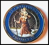 St Christopher Protect Us Colorized Religious Challenge Art Coin